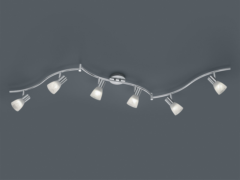 LED Deckenstrahler LEVISTO 6-flammig Silber Glaslampenschirme schwenkbar 180 cm