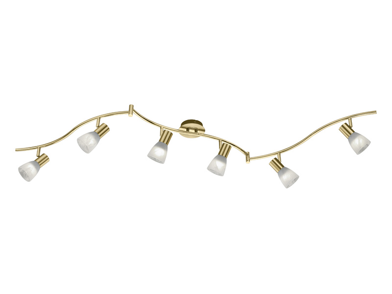 LED Deckenstrahler LEVISTO 6-flammig Gold Glaslampenschirme schwenkbar 180 cm