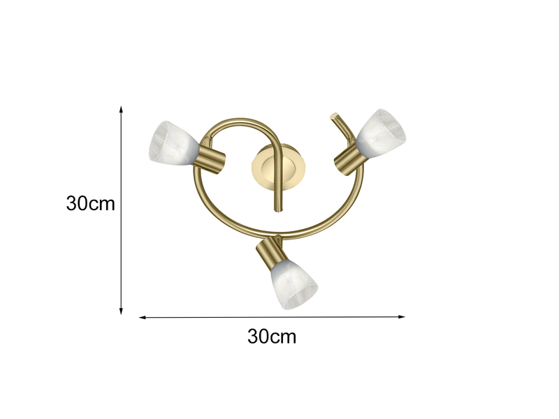 LED Deckenstrahler LEVISTO 3-flammig Gold Glaslampenschirme schwenkbar Ø 30 cm