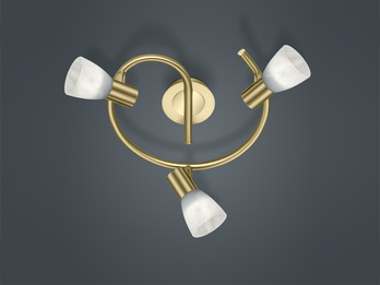 LED Deckenstrahler LEVISTO 3-flammig Gold Glaslampenschirme schwenkbar Ø 30 cm