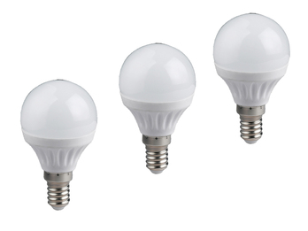 E14 LED 3 Stk. - 5 Watt, 470 Lumen, 3000 Kelvin warmweiß, Ø4,5cm - nicht dimmbar