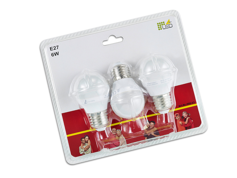 E27 LED 3 Stk. - 5 Watt, 400 Lumen, 3000 Kelvin warmweiß, Ø4,5cm - nicht dimmbar