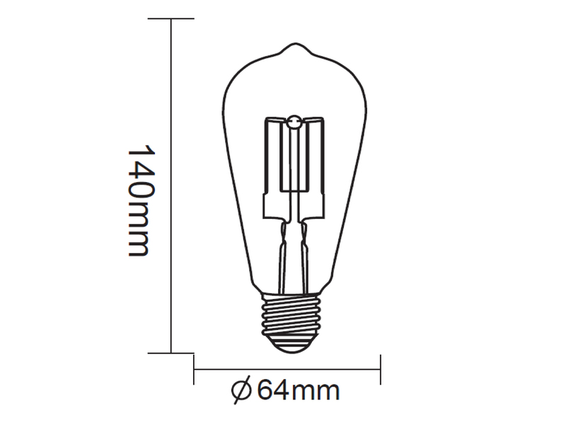 E27 Filament LED - 6 Watt, 600 Lumen, warmweiß, Ø6,4cm - nicht dimmbar