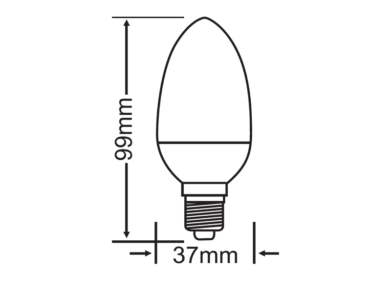 E14 LED - 5 Watt, 400 Lumen, 3000 Kelvin warmweiß, Ø3,7cm - nicht dimmbar