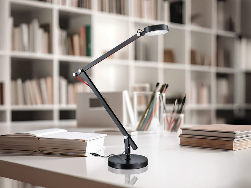 LED Schreibtischlampe AMSTERDAM Schwarz, auch zum Klemmen, Höhe max. 90cm