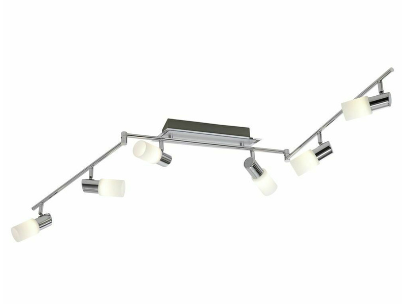 6-flammiger LED Deckenstrahler CLAPTON mit Glasschirmen, Breite 150cm