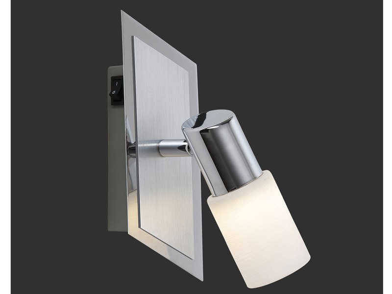 LED Wandstrahler CLAPTON mit Schalter und Glasschirm, Breite 7cm