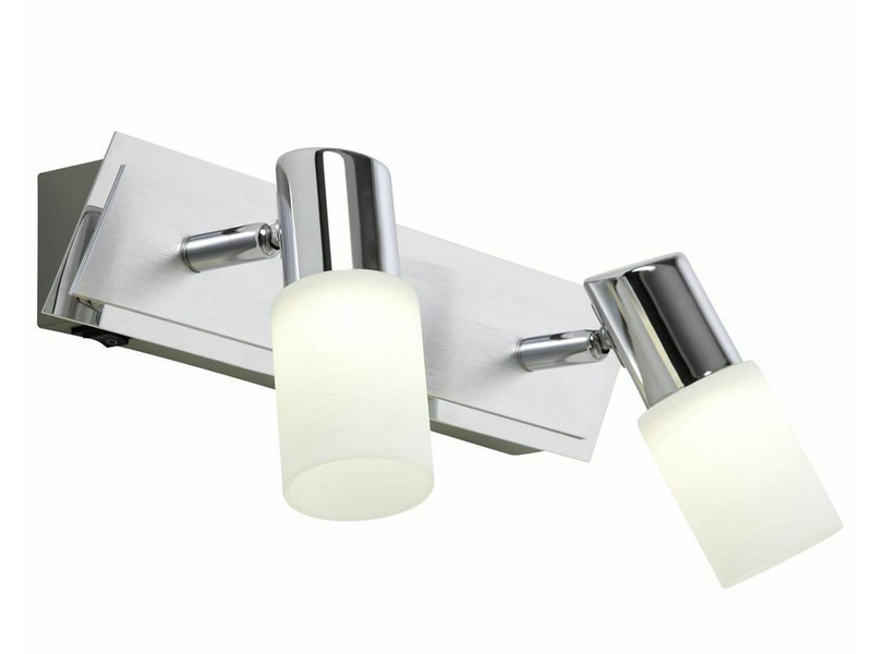 LED Wandstrahler CLAPTON 2-flammig mit Schalter & Glasschirmen, Breite 36cm