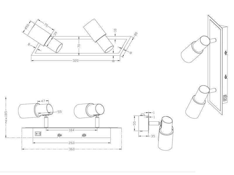LED-Balken CLAPTON, ink.2x4,5W Osram-LEDs, 350Lm, mit Schalter, Länge 36cm