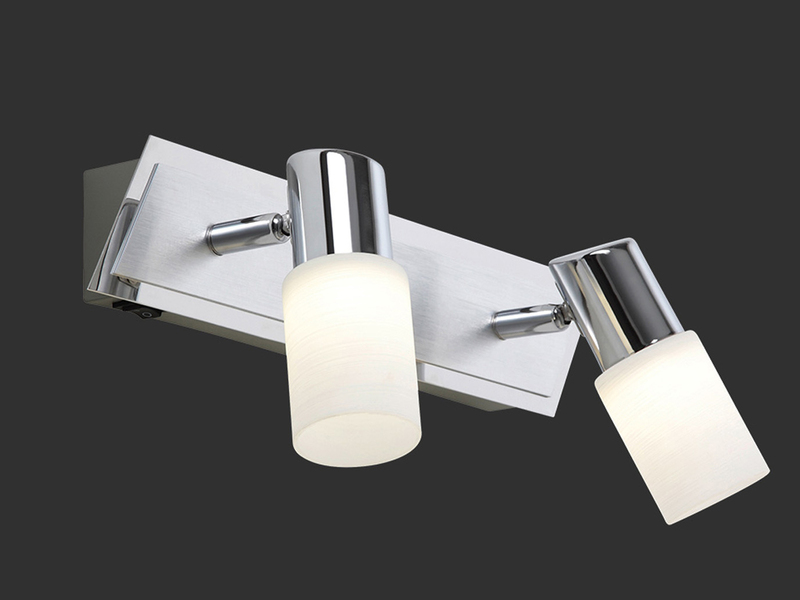 LED Wandstrahler CLAPTON 2-flammig mit Schalter & Glasschirmen, Breite 36cm