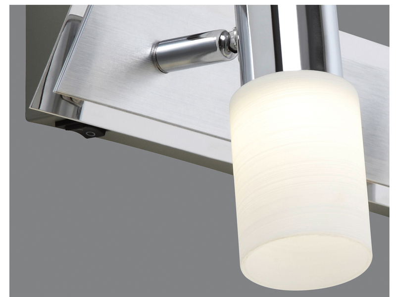 LED Wandstrahler CLAPTON 2-flammig mit Schalter & Glasschirmen, Breite 36cm