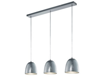 Pendelleuchte ONTARIO, 3-flammig, Glas Silber, Breite 80cm