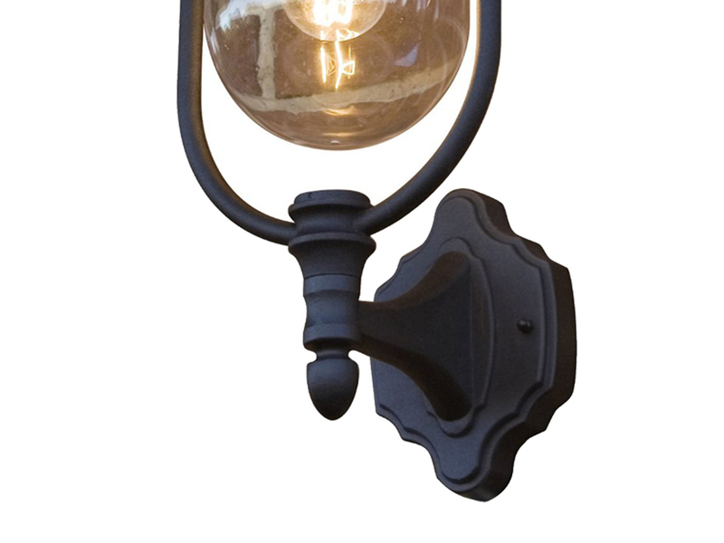 Außenwandleuchte PARMA Landhausstil Laterne stehend, Schwarz-Silber, Höhe 48cm