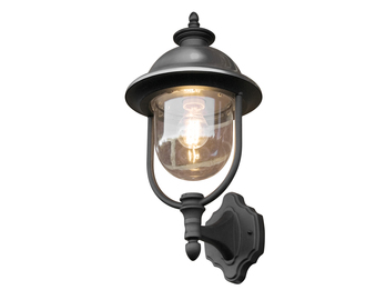 Außenwandleuchte PARMA Landhausstil Laterne stehend, Schwarz-Silber, Höhe 48cm