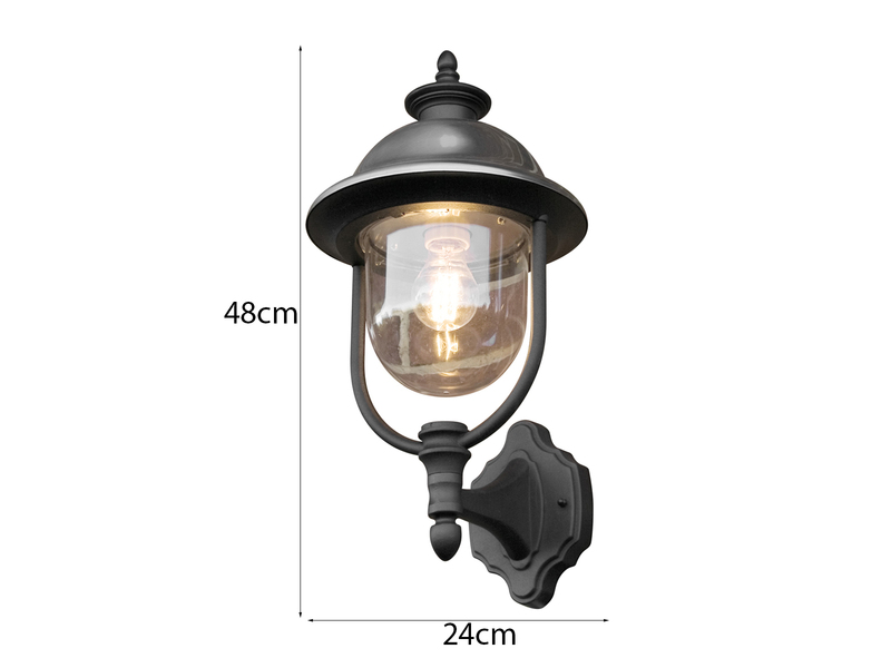 2er-Set stehende Wandleuchten PARMA, Edelstahl Lampendach, E27, IP43