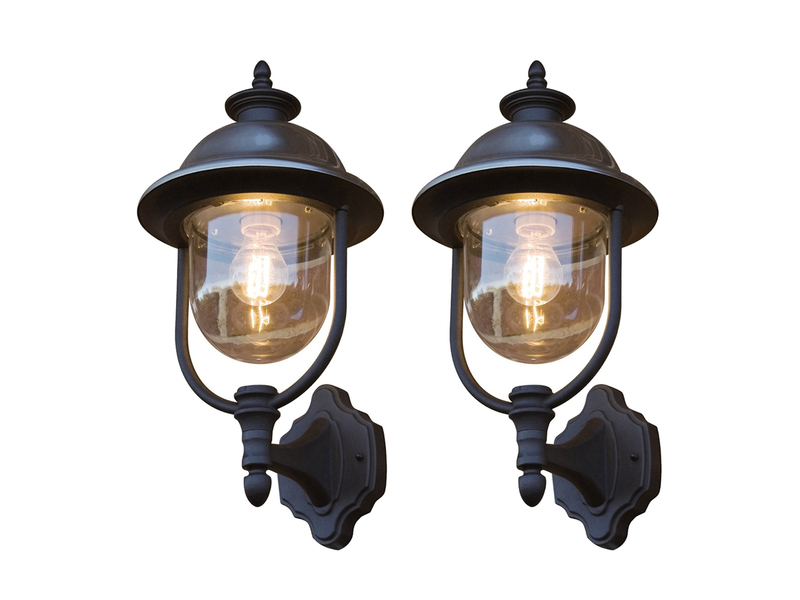 2er-Set stehende Wandleuchten PARMA, Edelstahl Lampendach, E27, IP43