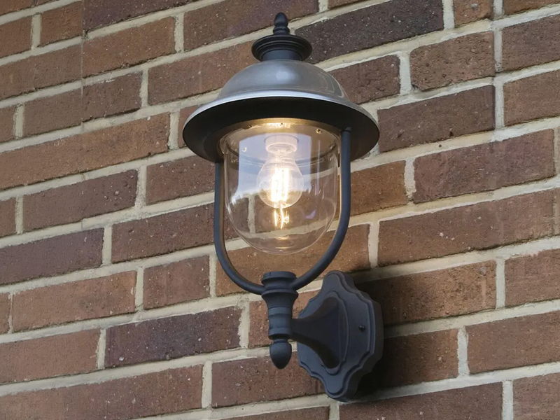 2er-Set stehende Wandleuchten PARMA, Edelstahl Lampendach, E27, IP43