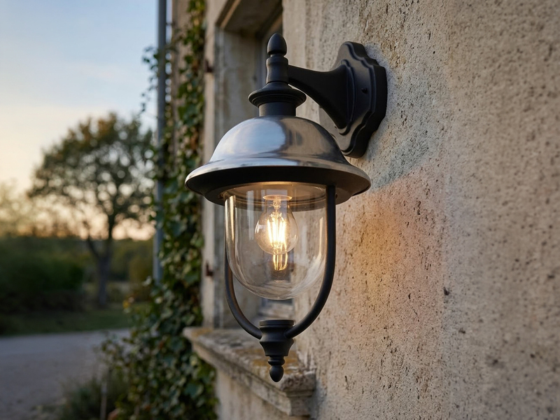 Außenwandleuchte PARMA Landhausstil Laterne hängend, Schwarz-Silber, Höhe 49cm
