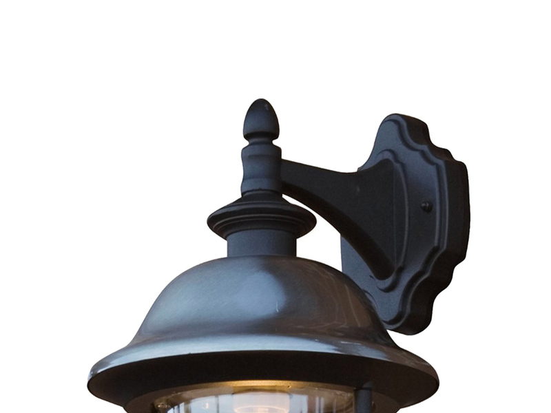 Außenwandleuchte PARMA Landhausstil Laterne hängend, Schwarz-Silber, Höhe 49cm