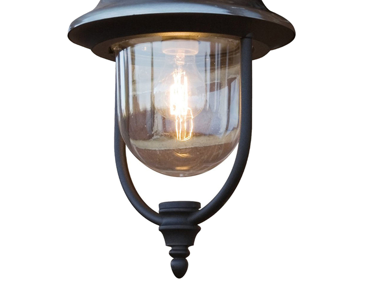 Außenwandleuchte PARMA Landhausstil Laterne hängend, Schwarz-Silber, Höhe 49cm