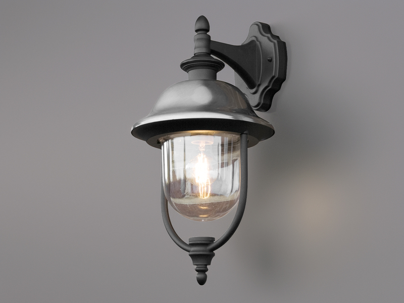 2er-Set hängende Wandleuchten PARMA, Edelstahl Lampendach, E27, IP43