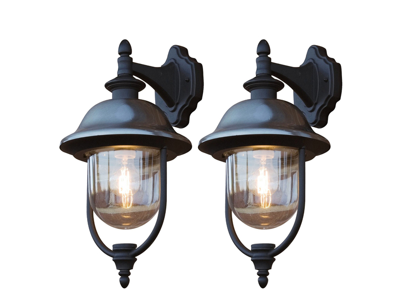 2er-Set hängende Wandleuchten PARMA, Edelstahl Lampendach, E27, IP43