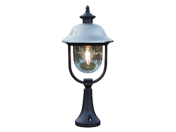 Sockelleuchte PARMA Außen Laterne im Landhausstil Schwarz-Silber, Höhe 54cm