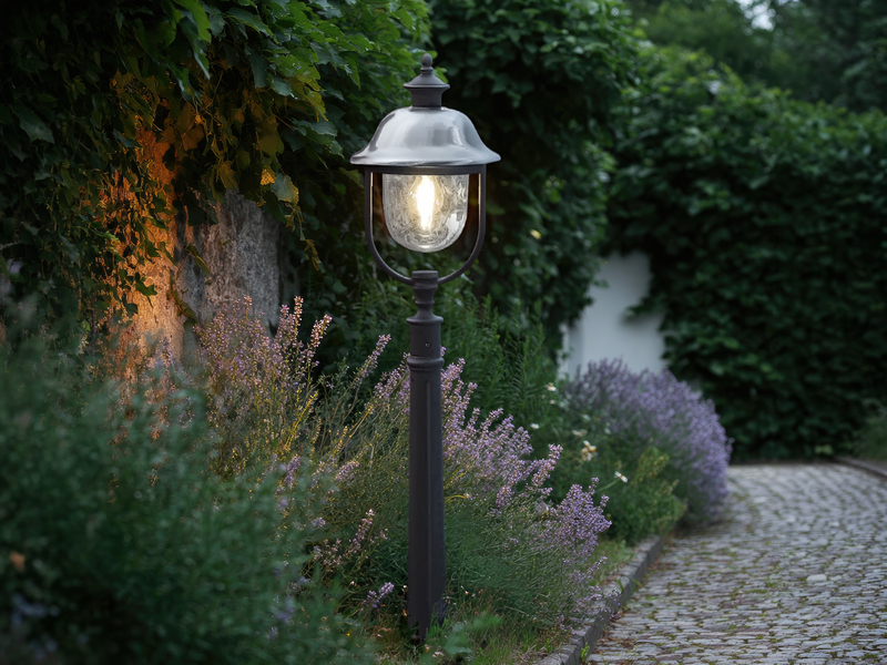 Wegeleuchte PARMA im Landhausstil, Schwarz-Silber, Höhe 125cm