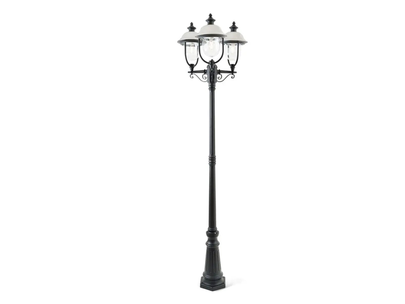 Straßenlaterne PARMA im Landhausstil, 3-flammig Schwarz-Silber, Höhe 218cm