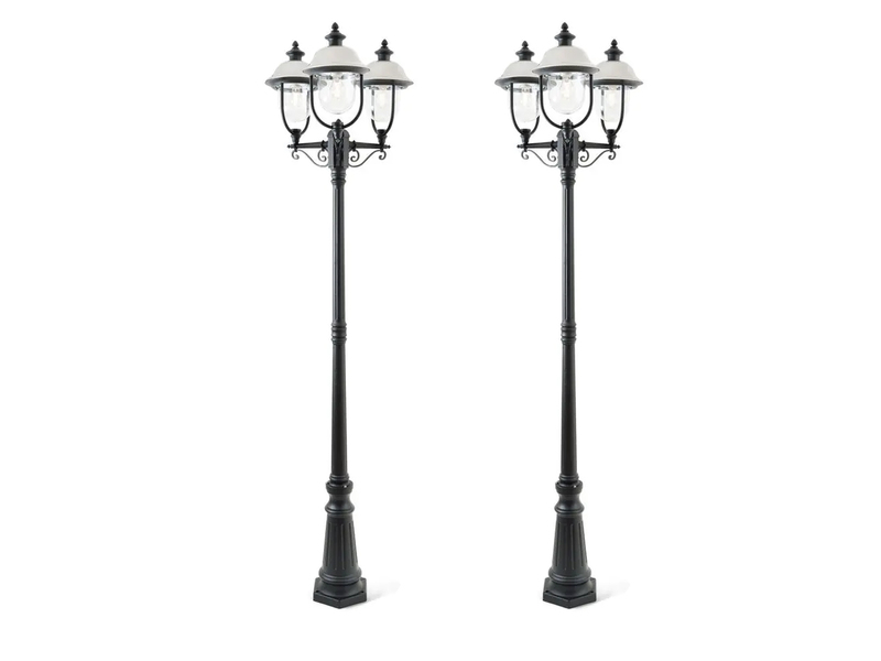 2er-Set Gartenlaterne PARMA, Edelstahl Lampendach, 3 x E27, IP43