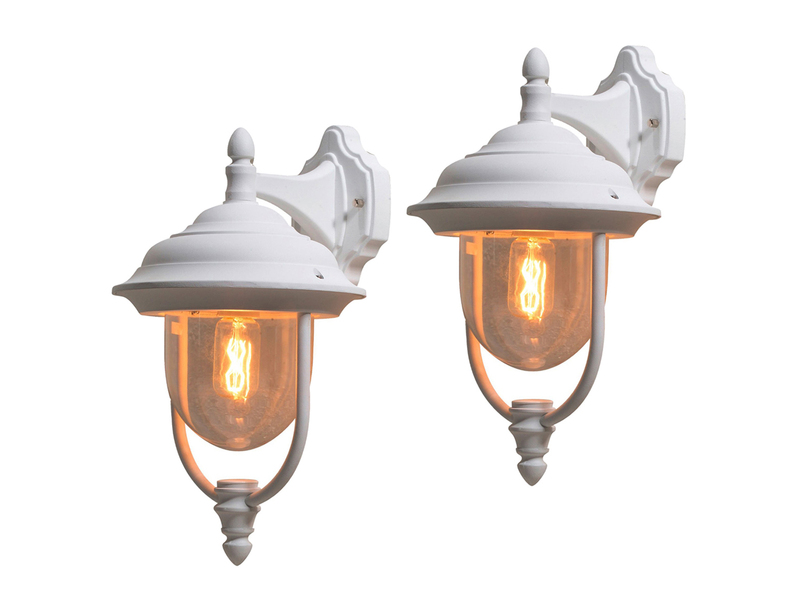 2er-Set hängende Wandleuchten PARMA, Aluminium weiß, E27, IP43