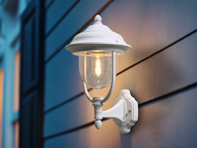 Außenwandleuchte PARMA Landhausstil Laterne stehend, Weiß, Höhe 43cm