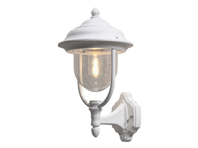 Außenwandleuchte PARMA Landhausstil Laterne stehend, Weiß, Höhe 43cm