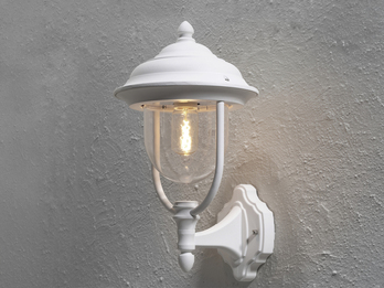 Außenwandleuchte PARMA Landhausstil Laterne stehend, Weiß, Höhe 43cm