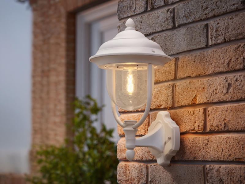 Außenwandleuchte PARMA Landhausstil Laterne stehend, Weiß, Höhe 43cm