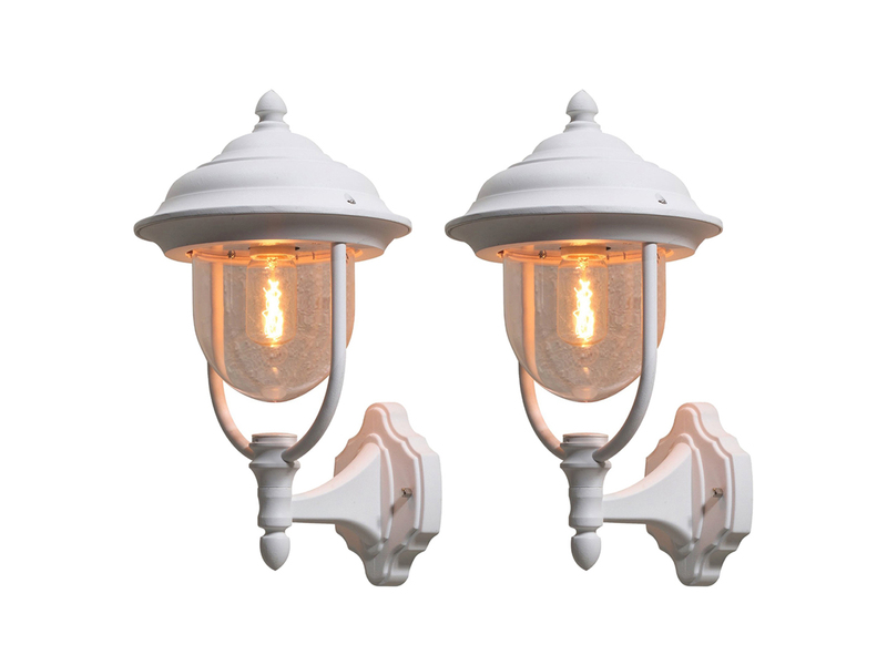 2er-Set stehende Wandleuchten PARMA, Aluminium weiß, E27, IP43