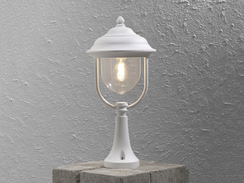Sockelleuchte PARMA Außen Laterne im Landhausstil Weiß, Höhe 54cm