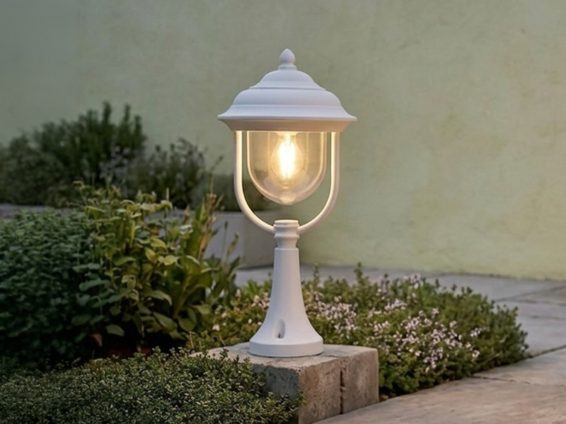 Sockelleuchte PARMA Außen Laterne im Landhausstil Weiß, Höhe 54cm