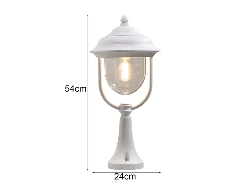 2er-Set weiße Sockelleuchten PARMA aus Aluminium, E27, IP43, H.: 54 cm