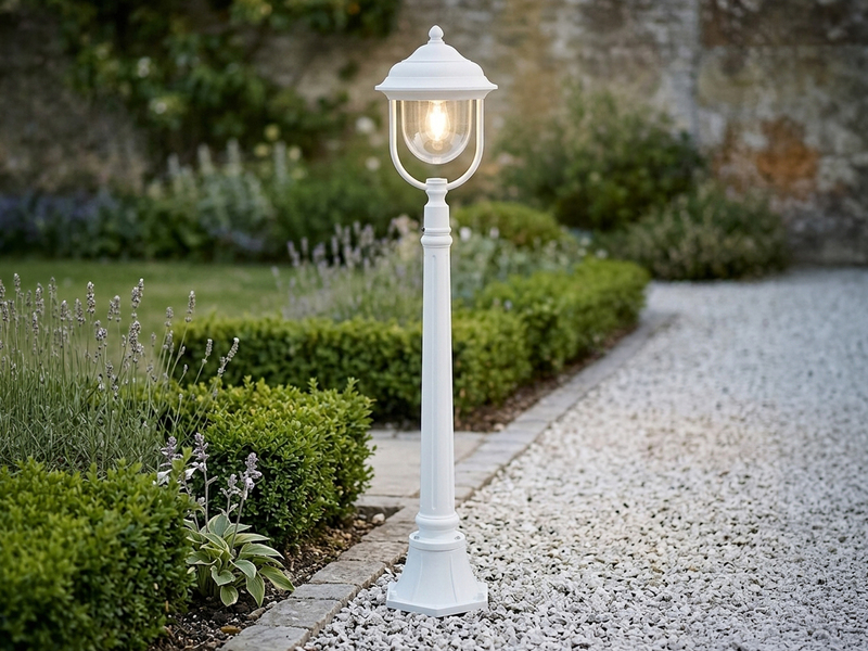 Wegeleuchte PARMA Gartenlaterne im Landhausstil, Weiß Höhe 118cm