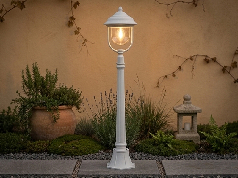 Wegeleuchte PARMA Gartenlaterne im Landhausstil, Weiß Höhe 118cm