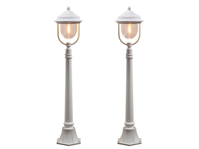 2er-Set weiße Wegeleuchten PARMA aus Aluminium, E27, IP43, H.: 118 cm