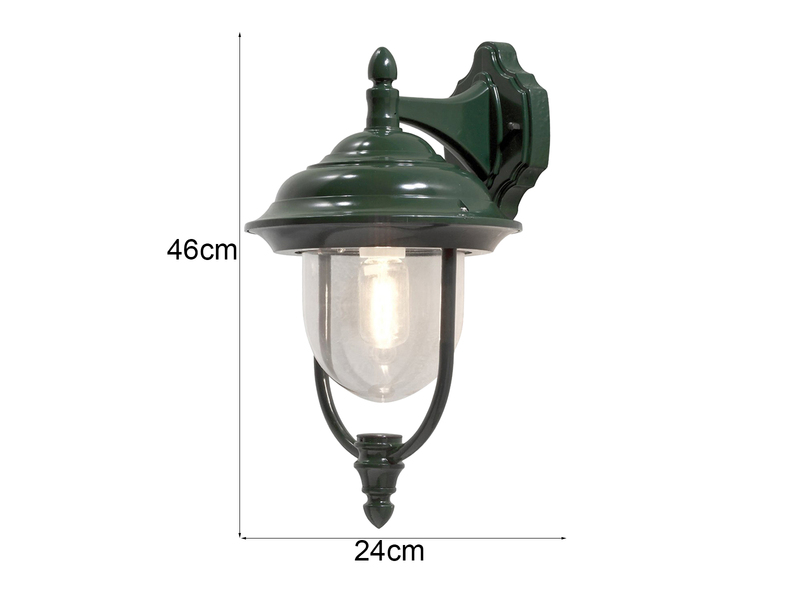 Außenwandleuchte PARMA Landhausstil Laterne hängend, Grün, Höhe 46cm