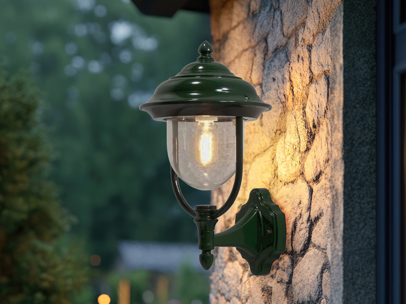 Außenwandleuchte PARMA Landhausstil Laterne stehend, Grün, Höhe 43cm