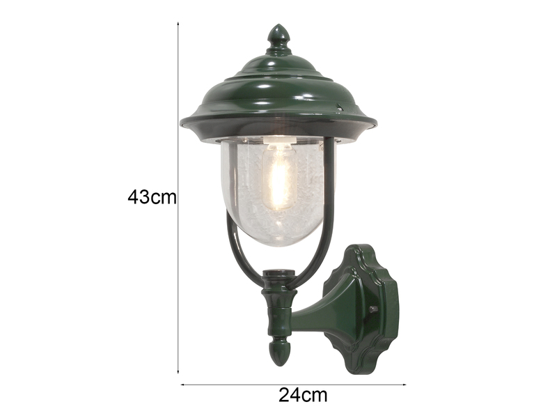 Außenwandleuchte PARMA Landhausstil Laterne stehend, Grün, Höhe 43cm
