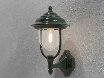 Außenwandleuchte PARMA Landhausstil Laterne stehend, Grün, Höhe 43cm