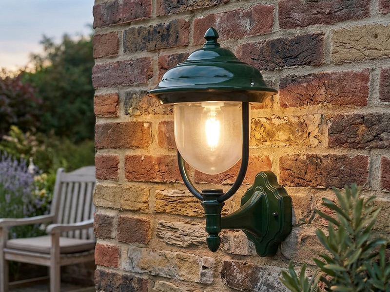Außenwandleuchte PARMA Landhausstil Laterne stehend, Grün, Höhe 43cm