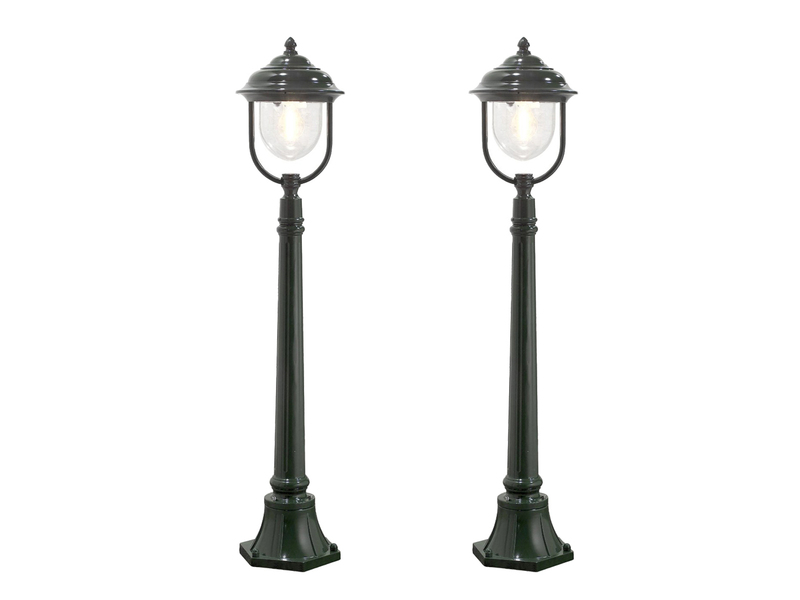 2er-Set grüne Wegeleuchten PARMA aus Aluminium, E27, IP43, H.: 118 cm