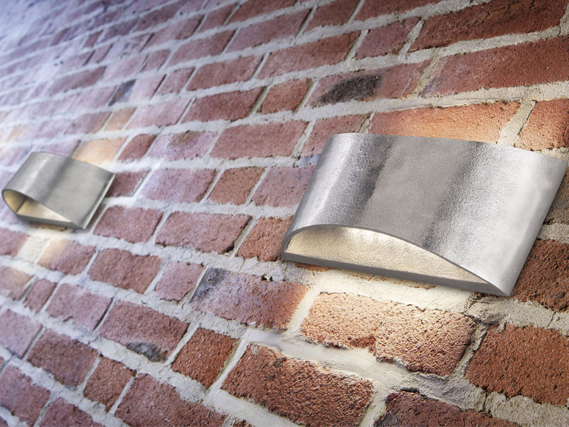 LED Wandleuchte Innen ARLES Up and Down flach dimmbar - Design Silber Antik
