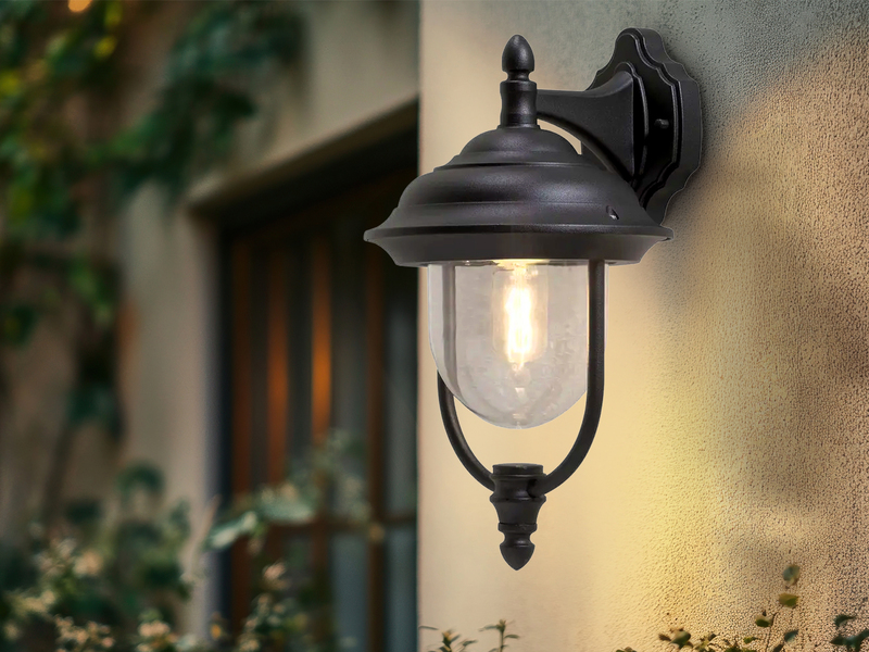 Außenwandleuchte PARMA Landhausstil Laterne hängend, Schwarz, Höhe 46cm